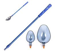 YYALYYON Mango de palo de lanzamiento de cebo telescópico de aluminio de 55-95 cm con 2 lanzadores de cebo de cucharas de cebo