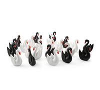 YYANGZ 24 piezas de cisne blanco y cisne negro, figuras en miniatura modelo cisne hada jardín musgo miniatura paisaje DIY terrario manualidades adorno accesorios