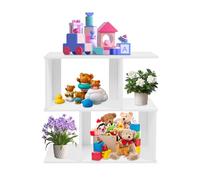 YyanLAK Estantería geométrica de 2 niveles, 61 x 20,35 x 62,5 cm, estantería de visualización independiente, estantería abierta en forma de Z para tu salón, dormitorio, cocina, balcón, oficina