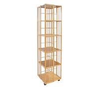 YyanLAK Estantería giratoria de 6 niveles, 37,08 x 37,08 x 162,05 cm, estantería giratoria de pie, se puede colocar en dormitorios, estudios, salas de estar (color log color)
