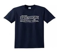 Yyao I'm Not Anti Social. I'm Selectively Social. Funny T Shirts Men's Navy XXL