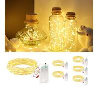 YYAQZD 6PCS Cadena de luces LED con temporizador, 2M20LED, funciona con pilas, cobre, iluminación navideña para habitaciones, interiores, Navidad, exteriores, fiestas, bodas, bricolaje