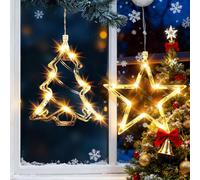 YYAQZD Guirnalda de luces LED para ventana de Navidad, 2 unidades, funciona con pilas, con temporizador, adecuado para decoraciones navideñas, balcones, fiestas, bodas