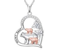 YYB Regalos para el día de la madre para mamá, collar para mujer de 1/2/3, collar de mamá oso, colgante para madre e hija, joyería de regalo para mujer, 22mm, Base, Circonita cúbica