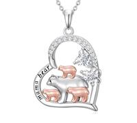 YYB Regalos para el día de la madre para mamá, collar para mujer de 1/2/3, collar de mamá oso, colgante para madre e hija, joyería de regalo para mujer, 22mm, Base, Circonita cúbica