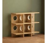 YYBHKHBY Estanterías Libros,Estantería Baja De Dos Niveles,Vitrina Cúbica De 2 Niveles Con 6 Compartimentos Abiertos,Standing Rack Para Estudio Sala De Estar Dormitorio Balcón,Wood grain,90x77x32cm