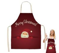 yybng Delantales De Navidad Para Mujer,Delantales De Papá Noel - Delantal decorado con Navidad,25,5 x 20,8 en suministros de cocina para adultos, delantal de vacaciones navideñas, delantales rojos