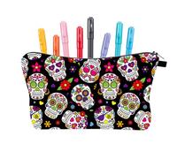 yybng Estuche para lápices con Calavera, Estuche para lápices con Calavera | Bolsa estacionaria Impermeable | Bolsa organizadora de bolígrafos gótica, Bolsa de Maquillaje Decorativa para Mujer, Bolsa