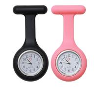 YYCLIPY 2 broches de silicona para enfermera, reloj de bolsillo con diseño de control de infecciones, fácil de llevar, para enfermera, médico, personal médico, paramédico (negro, rosa)