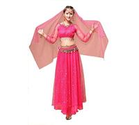 yycraft disfraz de Halloween de la mujer Tops Falda Set con accesorios de danza del vientre disfraz de rendimiento. 6 colores, Style A-Hot Pink