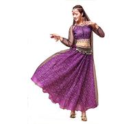 YYCRAFT Disfraz de Halloween de la Mujer Tops Falda Set con Accesorios de Danza del Vientre Disfraz de Rendimiento. 6 Colores, púrpura, (Style A-Purple)