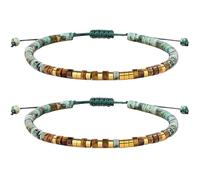 YYCSREY Pulsera de código Morse: contiene un mensaje oculto; Cuenta con un diseño envolvente ajustable, elástico y con cuentas. (2 piezas azules)
