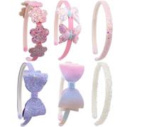 YYDDYRX Paquete de 6 diademas con purpurina para niñas, con lazo, corazón, estrella, para niñas, niños pequeños y adolescentes (B-888)