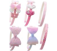 YYDDYRX Paquete de 6 diademas con purpurina para niñas, lazo, corazón, estrella, para niñas, niños pequeños y adolescentes (A-666)