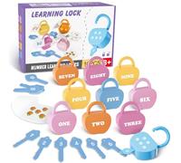 YYDeek Juego de 10 cerraduras y llaves para niños y niñas, bloques de conteo de números, juguetes de viaje y desarrollo temprano