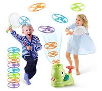 YYDeek Juguetes para niños al aire libre, equipo sensorial para autismo, juguetes de jardín para niños y niñas de 3 años, juguete lanzador de disco volador con 8 platillos, juegos al aire libre para