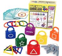 YYDeek Montessori - Juguetes para niños de 3 años, juguete de cerradura y llave para niños pequeños, juego de combinación de colores y formas para actividades de aprendizaje preescolar de jardín de