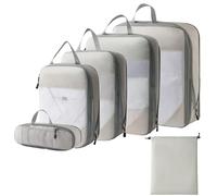 YYDPYZBD Cesta de Almacenamiento Cubos Embalaje para Maletas, Conjunto Bolsas Organizadoras, Organizadores Ligeros-Juego Cinco Piezas + Bolsillo Sucio (Beige)