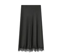 YYDPYZBD Faldas De Mujer Falda Midi Satén con Decoración Encaje Largas Cintura Alta Vintage para Mujer-Negro-s