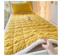 YYDSWTW Almohadilla de colchón de Terciopelo Grueso, Ropa de Cama Antideslizante cálida y difusa de Felpa Suave para Invierno, portátil para Viajes en casa Amarillo 90 * 200cm