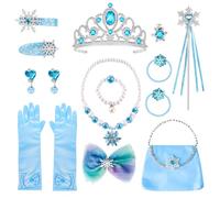 YYDSXK 15 Piezas Accesorios Princesa, Juego de Joyas Niña con Guantes, Varita, Corona, Anillo, Pendientes, Bolso y Pinzas de Pelo, Set Disfraz Infantil, Regalo Princesa Niñas