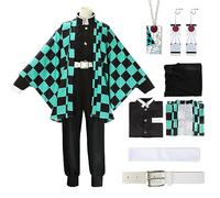 YYDSXK Cosplay Nezuko Tanjirou, Disfraz de Nezuko Tanjirou Kochou Shinobu Kanroji Mitsuri, Conjunto de Capa Kimono, Regalo para Niños Adulto, Disfraz de Nezuko para Carnaval