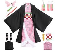 YYDSXK Cosplay Nezuko Tanjirou, Disfraz de Nezuko Tanjirou Kochou Shinobu Kanroji Mitsuri, Conjunto de Capa Kimono, Regalo para Niños Adulto, Disfraz de Nezuko para Carnaval
