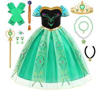 YYDSXK Disfraz Elsa Anna Niña, Vestido de Princesa Elsa Anna con Conjuntos de Collar de Corona Princesa, Vestido Princesa Elsa, Disfraz Elsa Vestido Elegante para Carnevale Cosplay