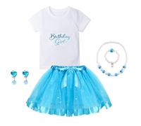 YYDSXK Disfraz Princesa Niña con Falda Tutu Azul y Accesorios 9 Piezas