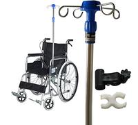 YYDX Soporte portátil para Bolsa intravenosa para Silla de Ruedas, Soporte para infusión de Acero Inoxidable de Altura Ajustable, Soporte para infusión de 4 Ganchos, Soporte para Silla de Ruedas