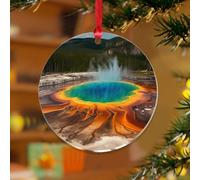 Yyellowstone - Adorno de Navidad del parque nacional, paisaje, recuerdo personalizado, discos acrílicos transparentes, pósteres de aventura, recuerdos para decoración de árbol de Navidad, placa de