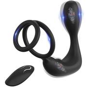 YYGHF Vibrador Anal Masajeador De Próstata, Juguetes Sexuales Anales con Anillo para El Pene, Tapones Anales Vibratorios para Hombres, 12 Modos De Vibración para Hombres, Mujeres Y Parejas