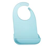 YYGMSS Baberos impermeables de silicona para adultos, con recogedor de migas, ajustables, lavables y fáciles de limpiar, color azul claro (M), azul claro, M