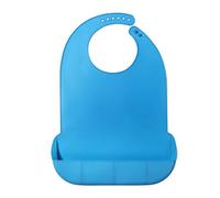 YYGMSS Baberos impermeables para adultos, baberos de silicona para adultos con recogedor de migas, babero azul ajustable para mayores que comen, lavable, fácil de limpiar (M)