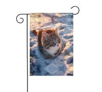 YYHHAOFA Bandera de jardín con diseño de gatito en la nieve para decoración de patio, 12 x 18 pulgadas