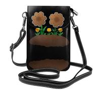 YYHHAOFA Bolso bandolera pequeño de cuero para mujer, diseño de flores plantadas en estiércol de vaca, impermeable y duradero