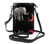 YYHHAOFA Bolso bandolera pequeño de piel con diseño de elefante comiendo chile para mujer, impermeable y duradero