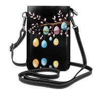 YYHHAOFA Bolso cruzado pequeño de cuero con diseño de huevos de Pascua en una rama para mujer, impermeable y duradero