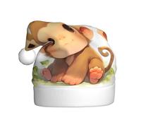 YYHHAOFA Bonito sombrero de Navidad con imagen de mono para adultos, suave y esponjoso, ideal para uso a largo plazo