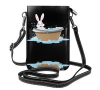 YYHHAOFA Bunny Taking A Bath - Bolso cruzado pequeño de cuero para mujer, impermeable y duradero