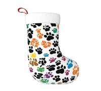 YYHHAOFA Calcetín de Navidad colorido con estampado de huellas de perro, color negro, perfecto para decorar oficinas, árboles, chimeneas y mesas