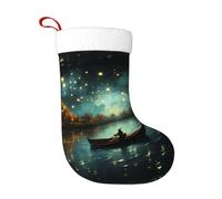 YYHHAOFA Calcetín de Navidad estampado de Lake Under The Stars, perfecto para decorar oficinas, árboles, chimeneas y mesas