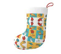 YYHHAOFA Calcetines de Navidad con imagen del alfabeto en lengua de señas, calcetines de gran capacidad, estampados, decoración