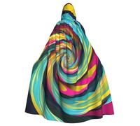 YYHHAOFA Capa con capucha de ilusión óptica en espiral, para Halloween, para adultos, ropa de hombre y mujer, juego de rol