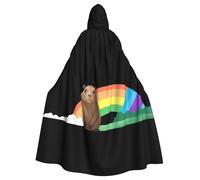 YYHHAOFA Capybara Sitting On The Rainbow Bridge Pattern Halloween - Capa con capucha para hombres y mujeres, ropa para juegos de rol