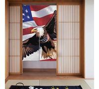 YYHHAOFA Cortina de puerta con diseño de águila patriótica de Estados Unidos con patrón de bandera estadounidense, protección de privacidad adecuada para cocina, baño, habitación, 86 x 142 cm
