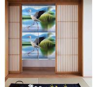 YYHHAOFA Cortina de puerta con patrón de cigüeñas en el agua, protección de privacidad adecuada para cocina, baño, habitación, 86 x 142 cm