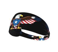 YYHHAOFA Diadema deportiva con patrón de bandera y águila para mujer, a prueba de sudor, banda elástica de verano