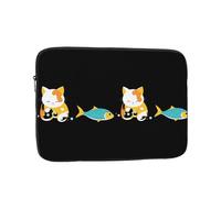 YYHHAOFA Funda portátil para laptop de 10 pulgadas, a prueba de golpes, diseño de gatito colorido con peces, para hombres y mujeres, viajes de negocios, oficina, uso diario