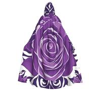 YYHHAOFA Hermoso patrón de rosas moradas para Halloween, capa con capucha para hombres y mujeres, juego de rol